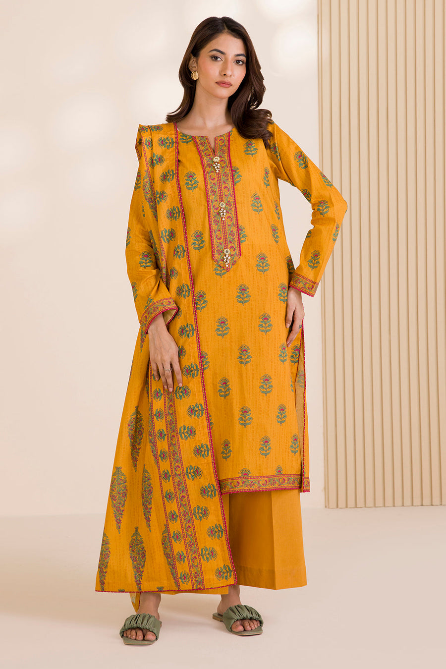Zellbury Printed Cotton Unstitched 3Pc Suit WUC25X30021