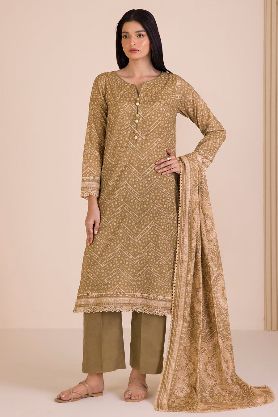 Zellbury Printed Cotton Unstitched 3Pc Suit WUC25X30024