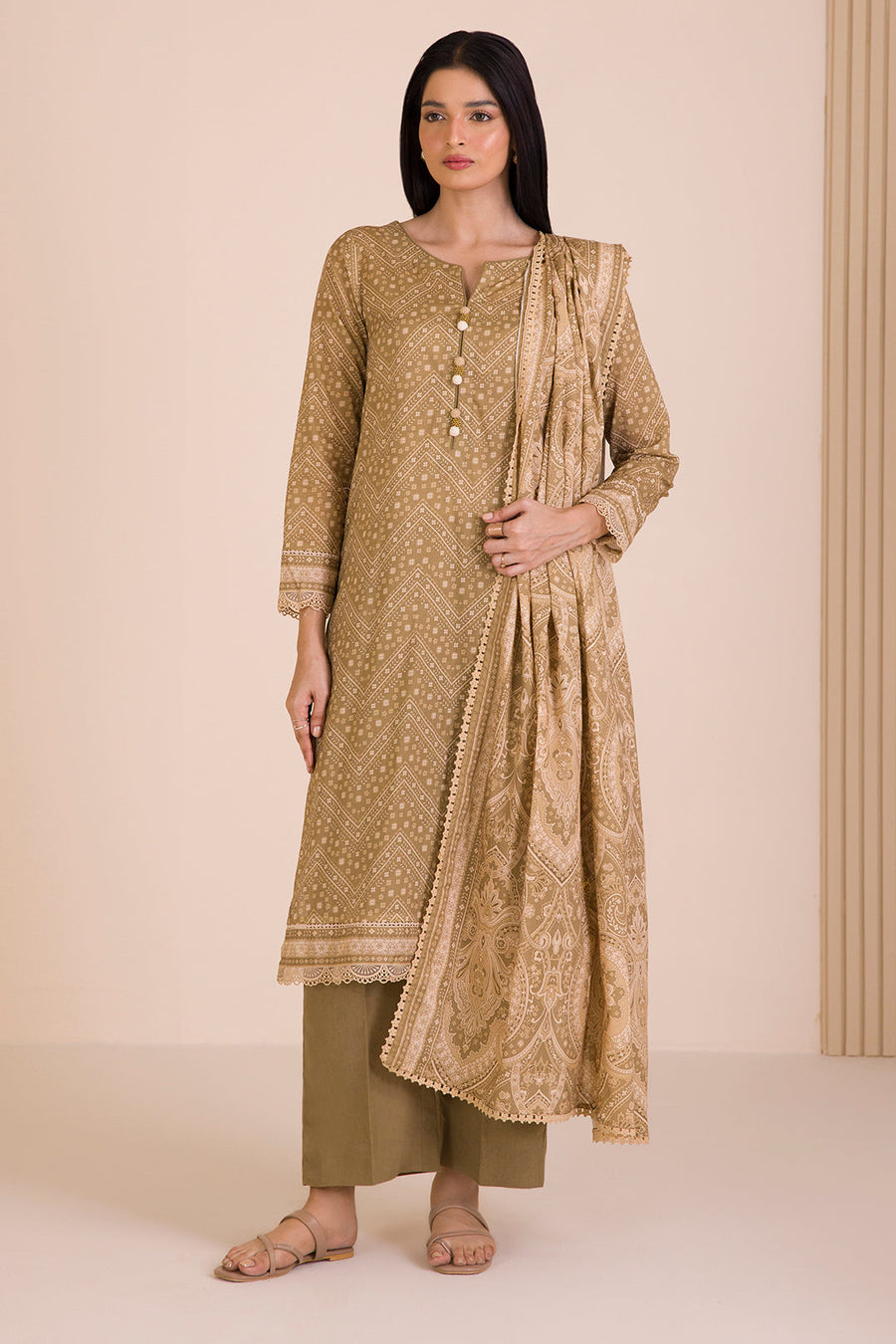 Zellbury Printed Cotton Unstitched 3Pc Suit WUC25X30024