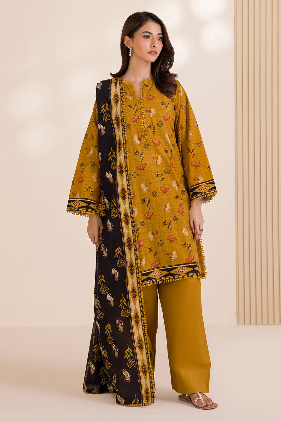 Zellbury Printed Cotton Unstitched 3Pc Suit WUC25X30032