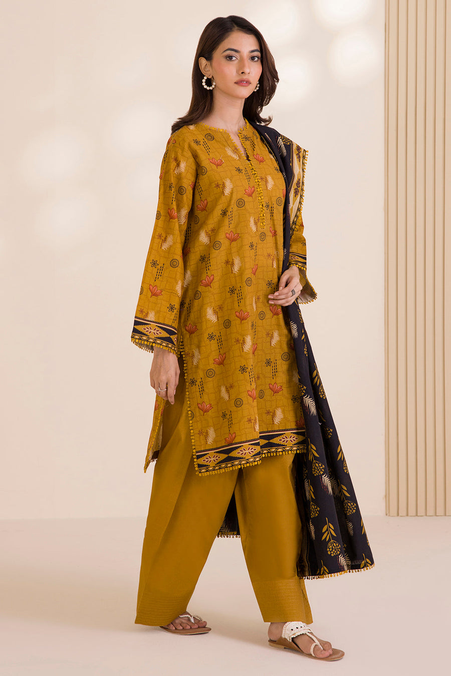 Zellbury Printed Cotton Unstitched 3Pc Suit WUC25X30032