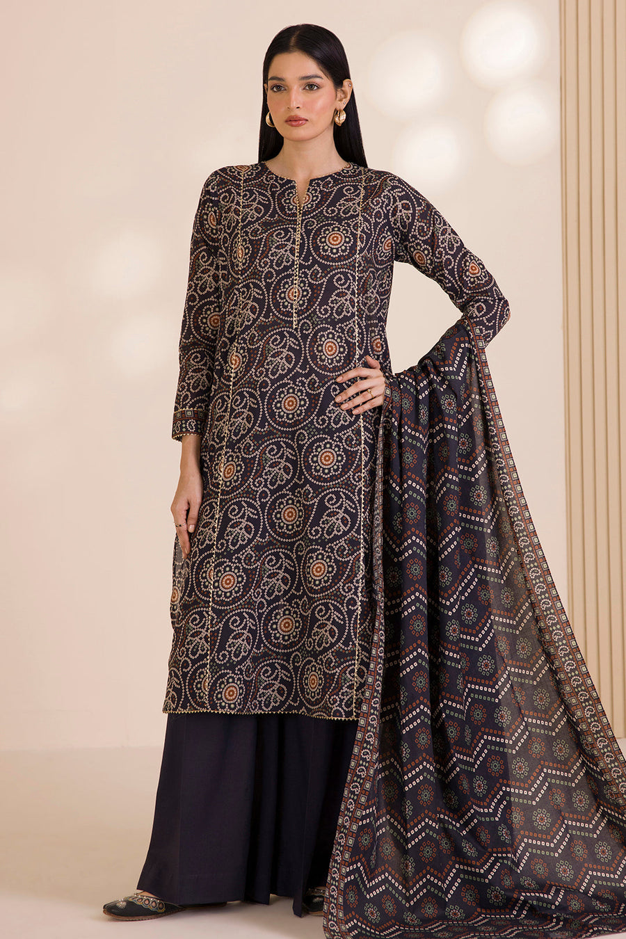 Zellbury Printed Cotton Unstitched 3Pc Suit WUC25X30035