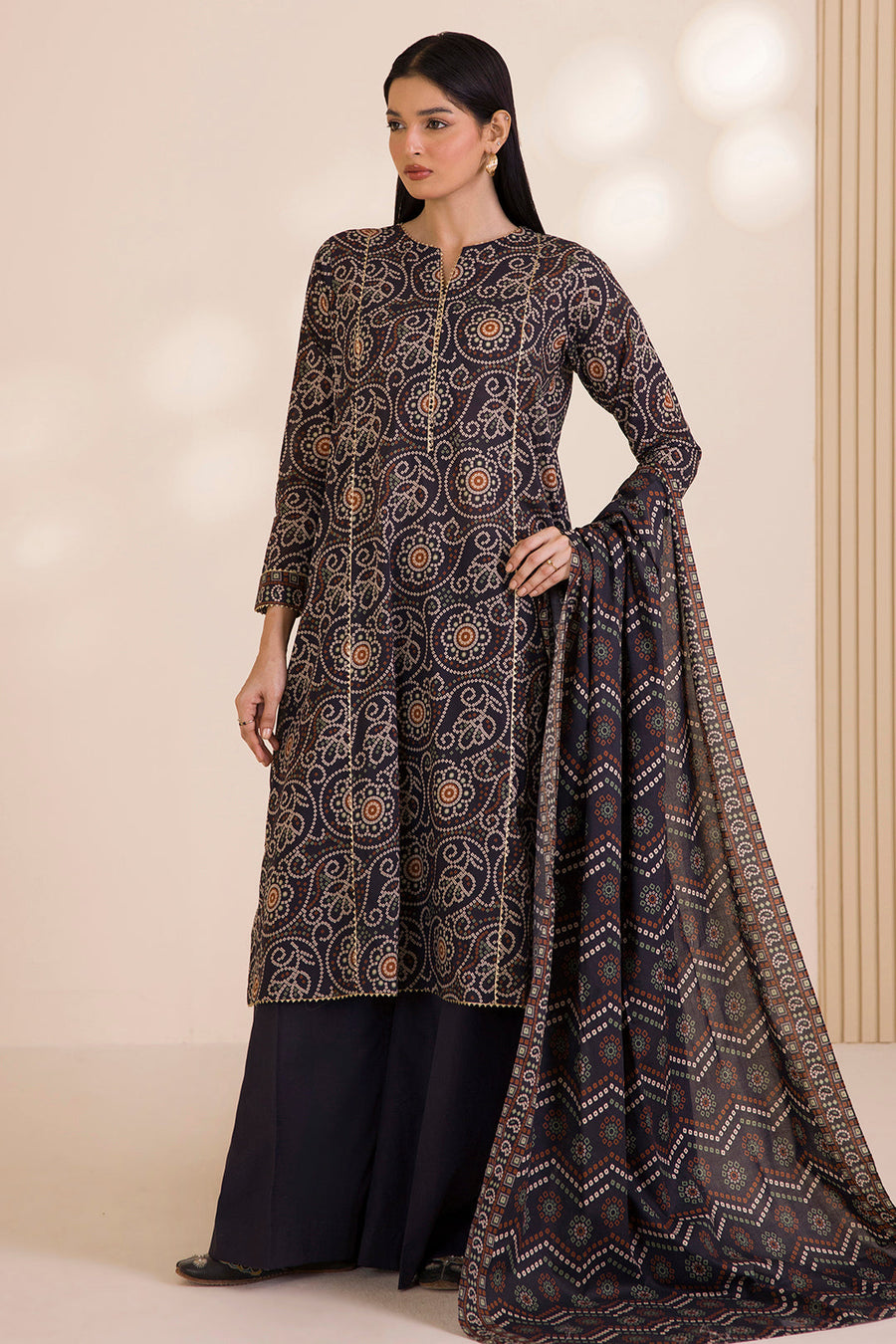 Zellbury Printed Cotton Unstitched 3Pc Suit WUC25X30035