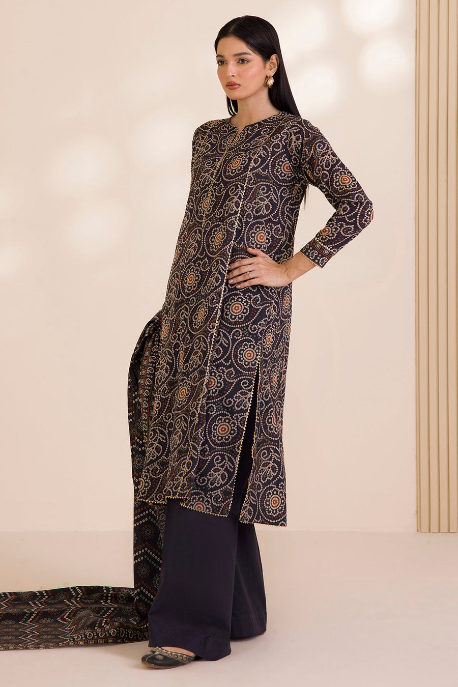 Zellbury Printed Cotton Unstitched 3Pc Suit WUC25X30035