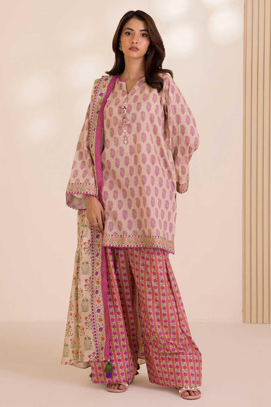 Zellbury Printed Cotton Unstitched 3Pc Suit WUC25X30038