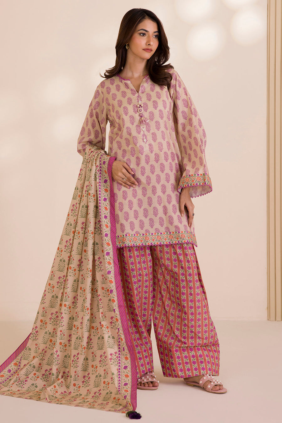 Zellbury Printed Cotton Unstitched 3Pc Suit WUC25X30038