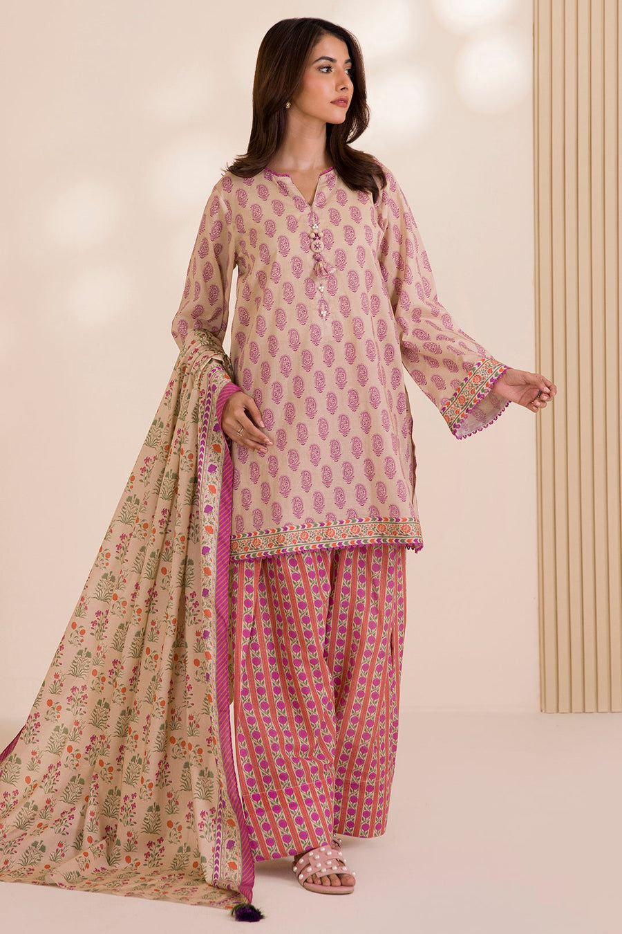 Zellbury Printed Cotton Unstitched 3Pc Suit WUC25X30038