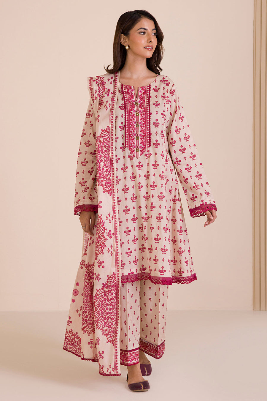 Zellbury Printed Cotton Unstitched 3Pc Suit WUC25X30039