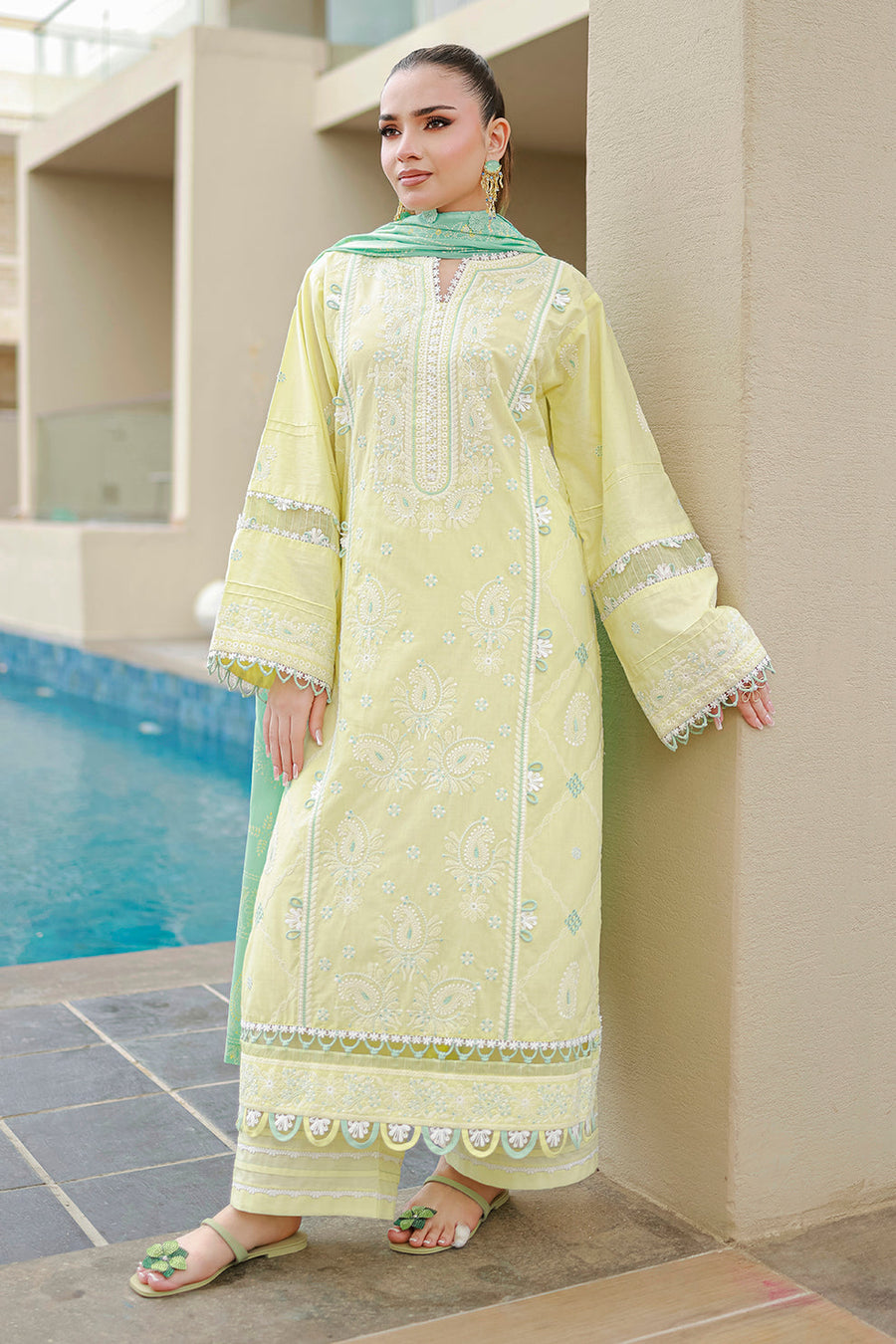 Zellbury Chikankari Embroidered Cotton Unstitched 3Pc Suit WUC26E34046
