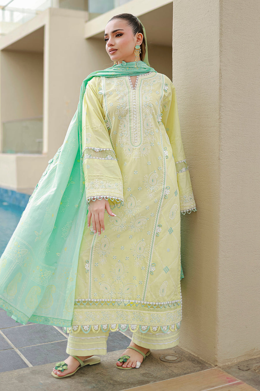 Zellbury Chikankari Embroidered Cotton Unstitched 3Pc Suit WUC26E34046