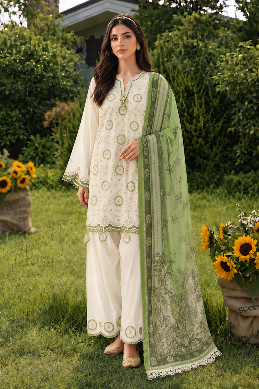 Zellbury Chikankari Embroidered Cotton Unstitched 3Pc Suit WUC26E34049