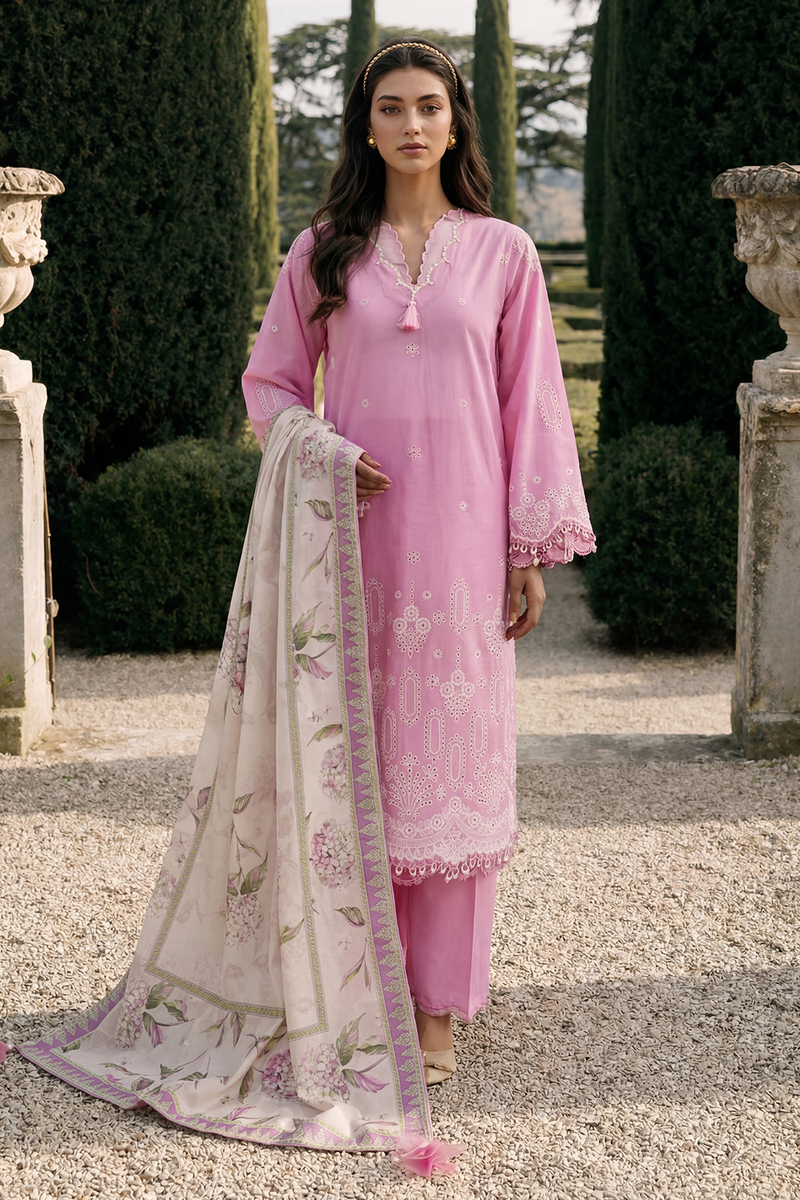 Zellbury Chikankari Embroidered Cotton Unstitched 3Pc Suit WUC26E34055