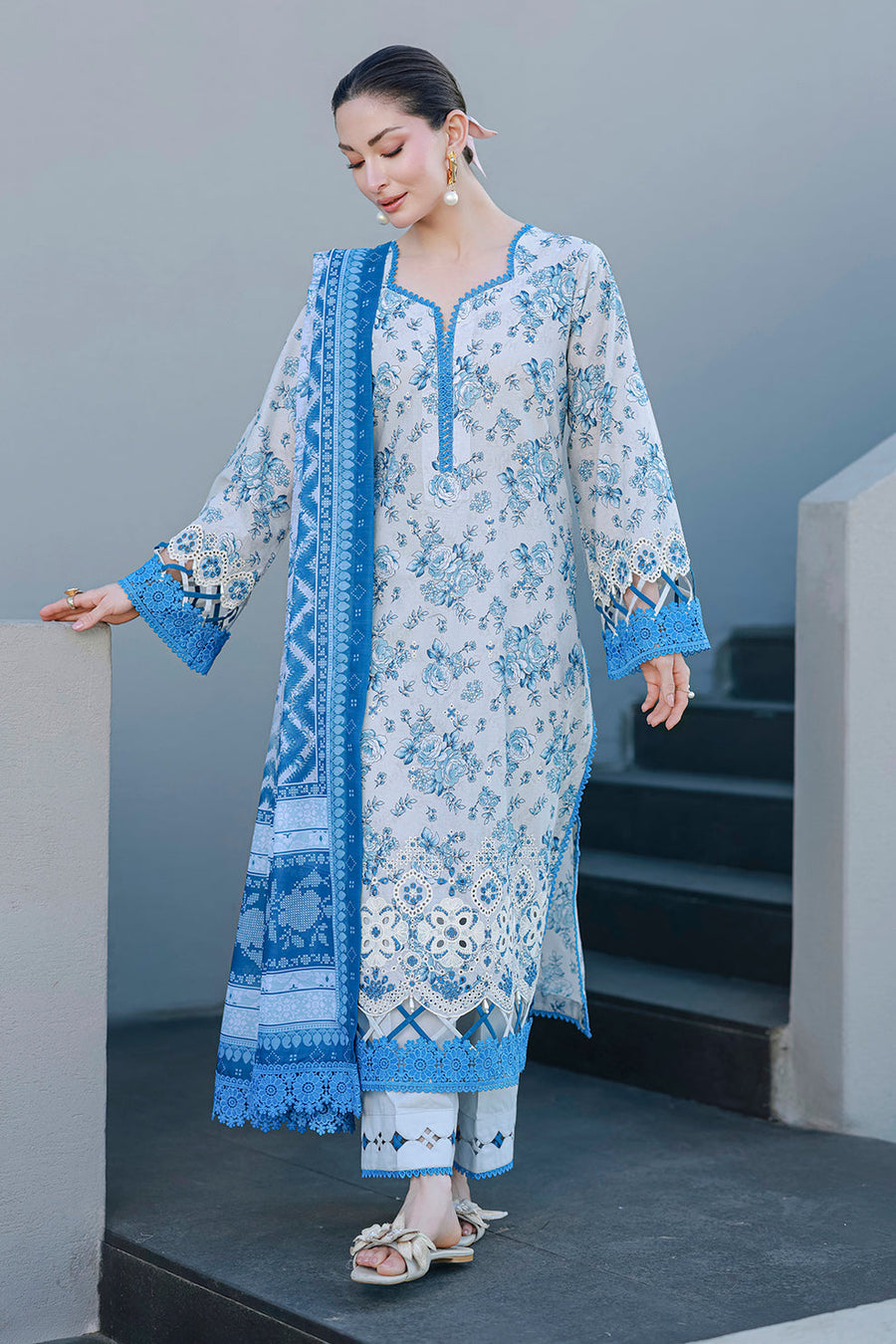 Zellbury Chikankari Embroidered Cotton Unstitched 3Pc Suit WUC26E34057