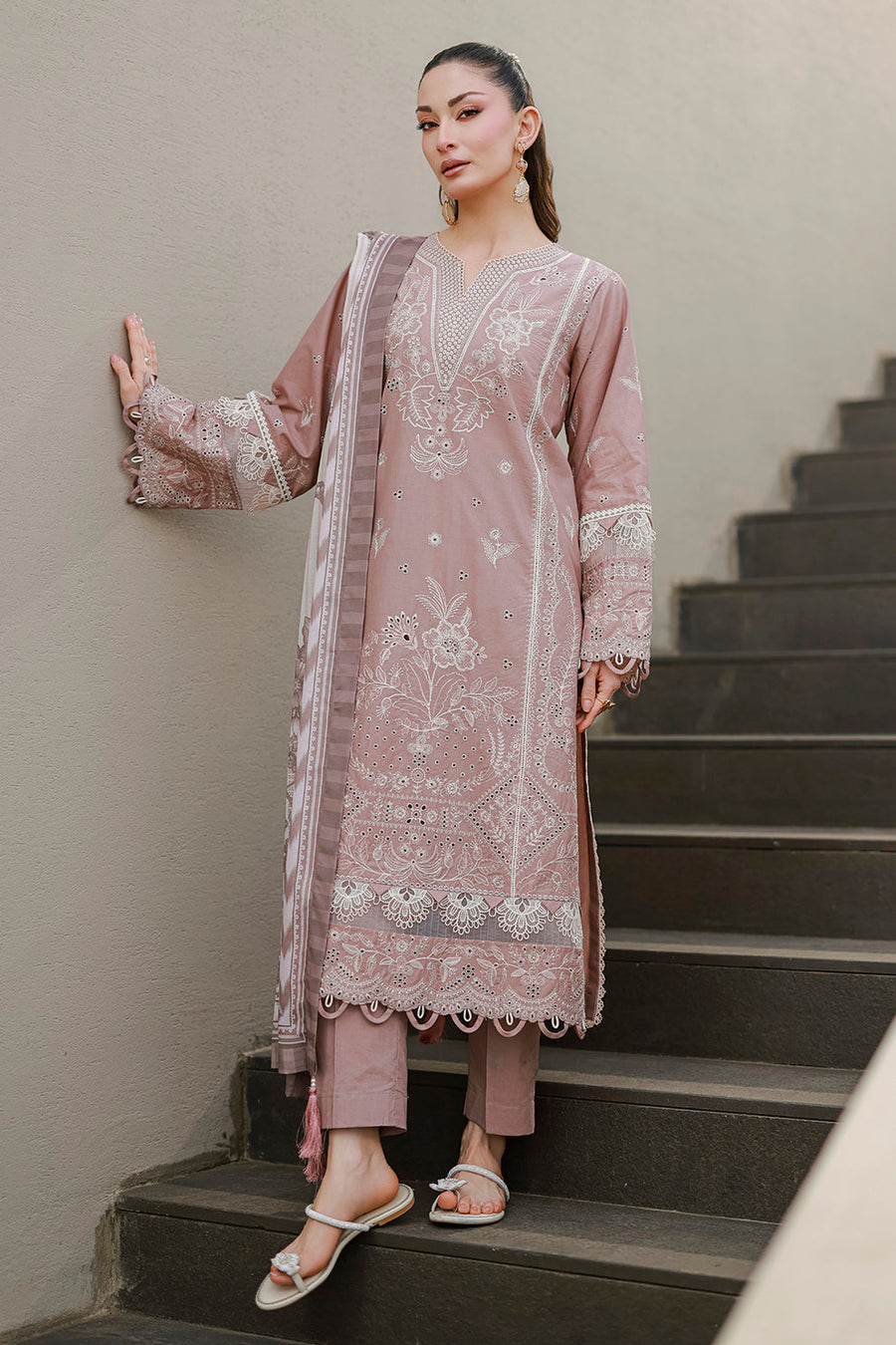 Zellbury Chikankari Embroidered Cotton Unstitched 3Pc Suit WUC26E34058
