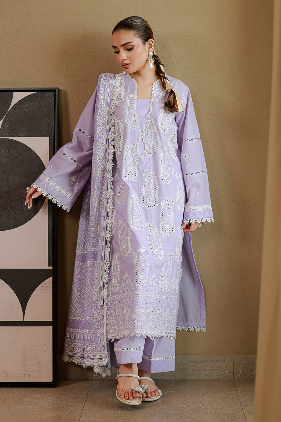Zellbury Chikankari Embroidered Cotton Unstitched 3Pc Suit WUC26E34059
