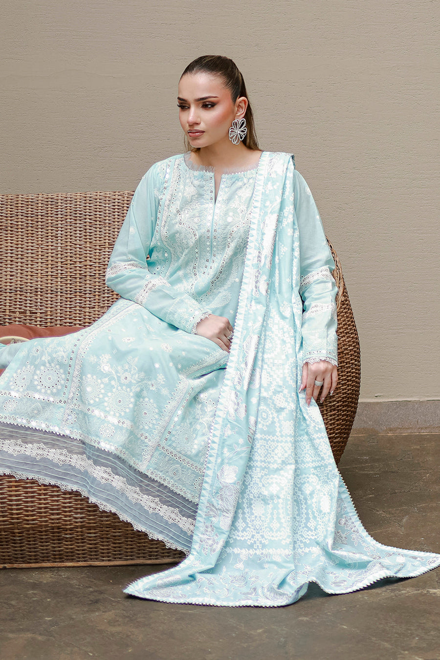 Zellbury Chikankari Embroidered Cotton Unstitched 3Pc Suit WUC26E34060