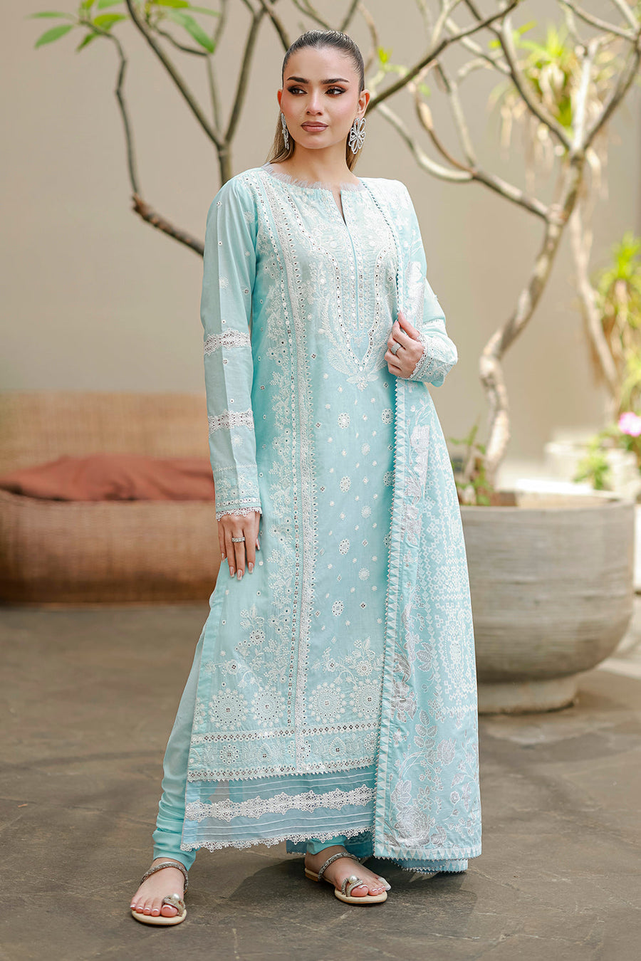 Zellbury Chikankari Embroidered Cotton Unstitched 3Pc Suit WUC26E34060