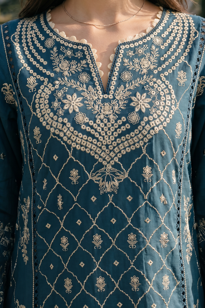 Zellbury Chikankari Embroidered Cotton Unstitched 3Pc Suit WUC26E34061