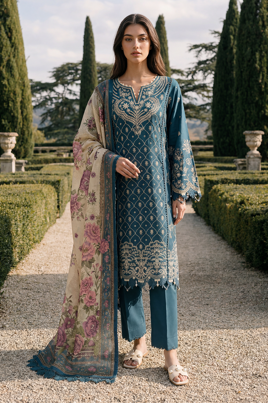 Zellbury Chikankari Embroidered Cotton Unstitched 3Pc Suit WUC26E34061