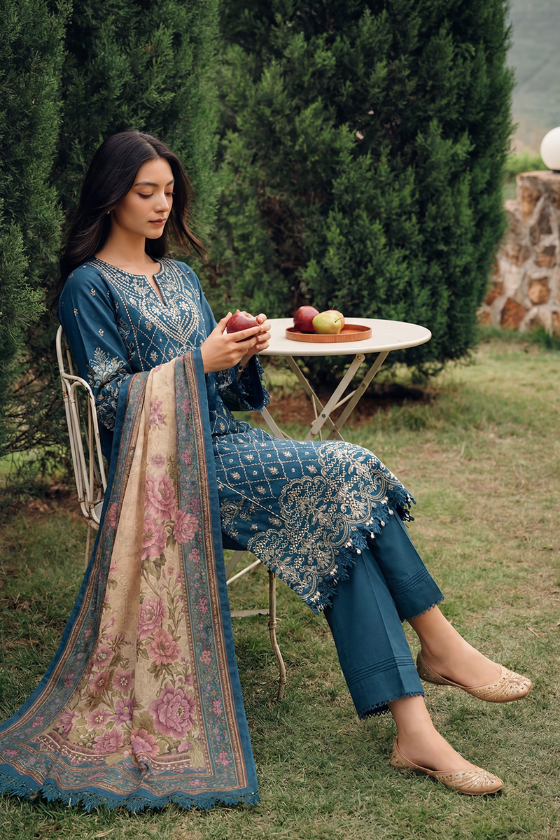 Zellbury Chikankari Embroidered Cotton Unstitched 3Pc Suit WUC26E34061