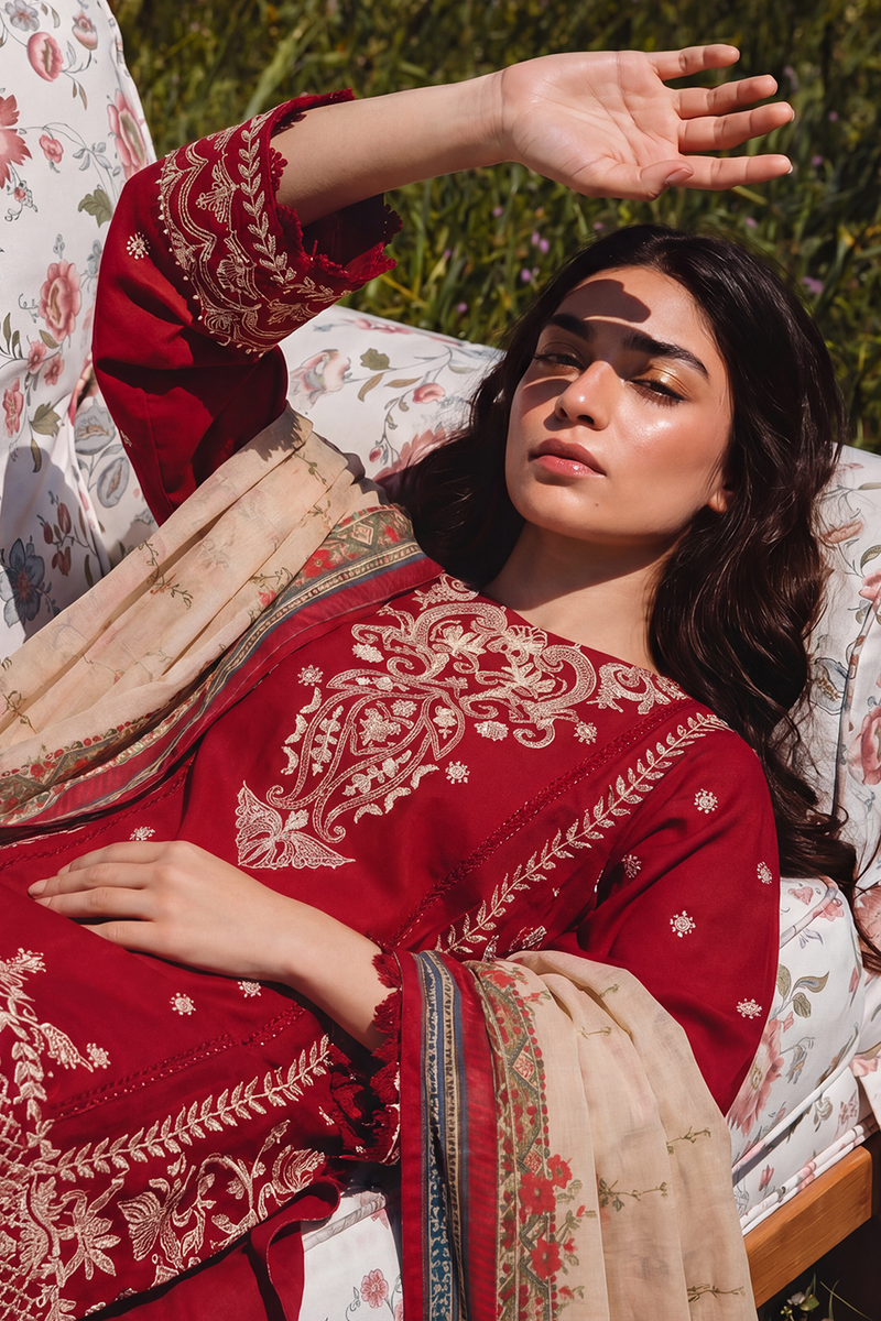 Zellbury Chikankari Embroidered Cotton Unstitched 3Pc Suit WUC26E34062