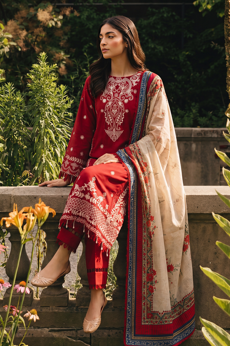 Zellbury Chikankari Embroidered Cotton Unstitched 3Pc Suit WUC26E34062