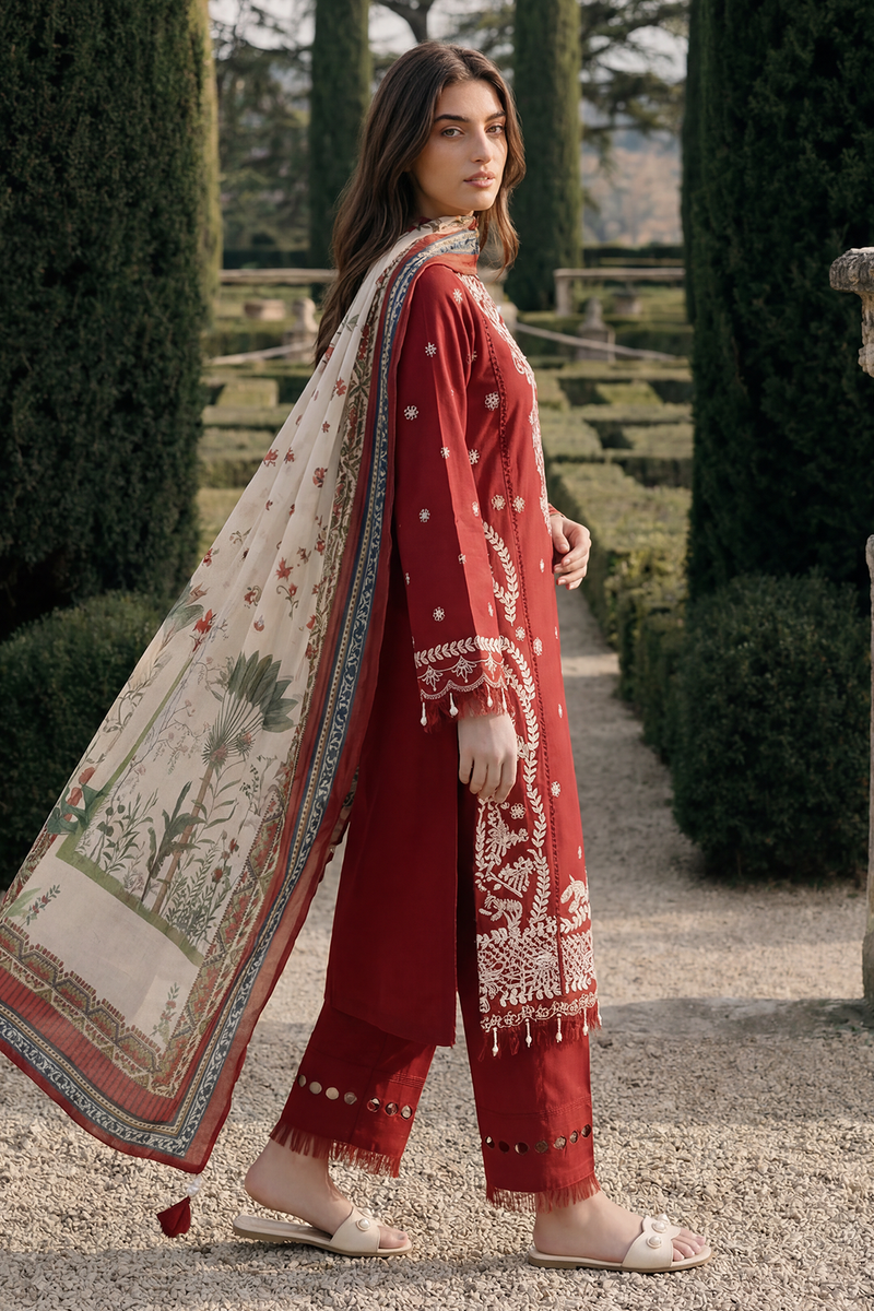 Zellbury Chikankari Embroidered Cotton Unstitched 3Pc Suit WUC26E34062