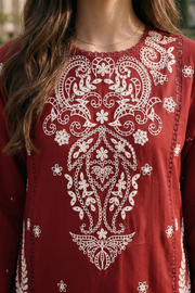 Zellbury Chikankari Embroidered Cotton Unstitched 3Pc Suit WUC26E34062