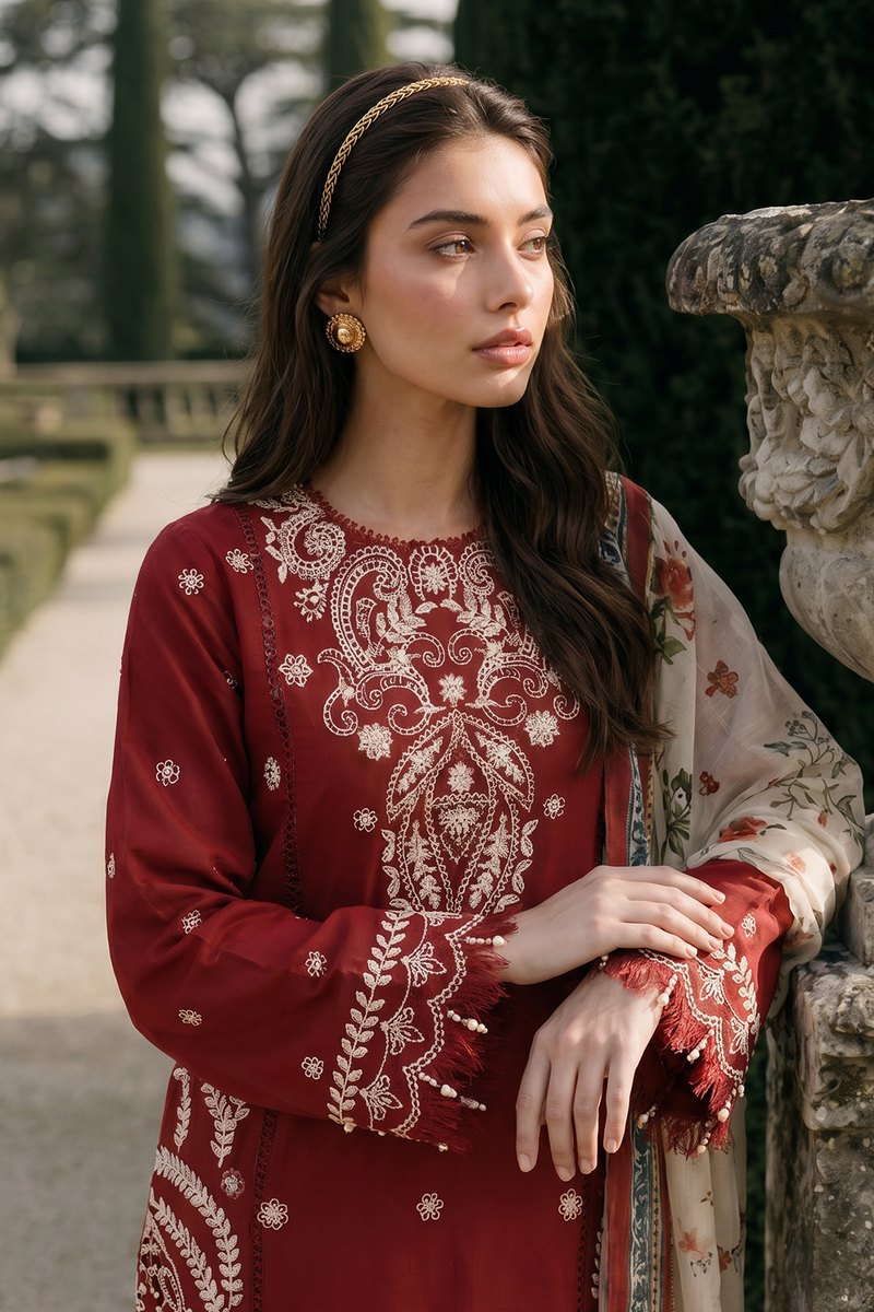 Zellbury Chikankari Embroidered Cotton Unstitched 3Pc Suit WUC26E34062