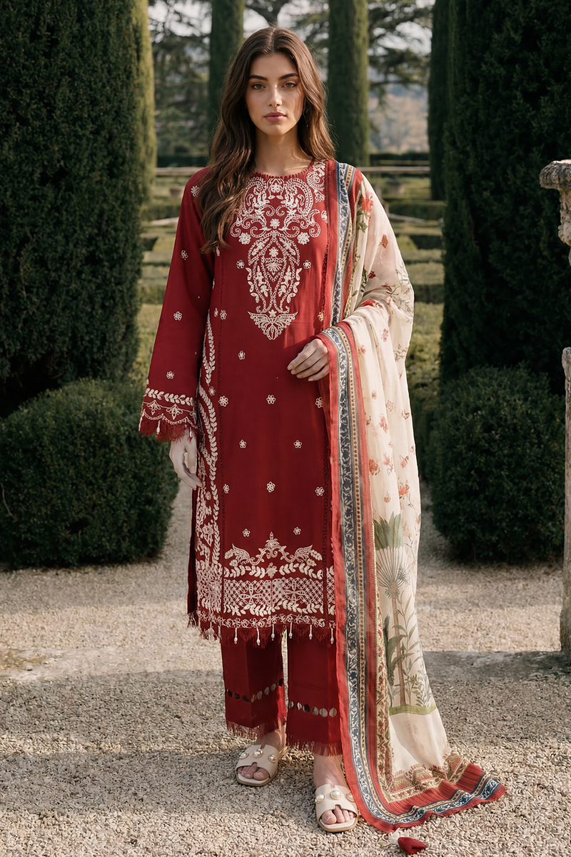 Zellbury Chikankari Embroidered Cotton Unstitched 3Pc Suit WUC26E34062