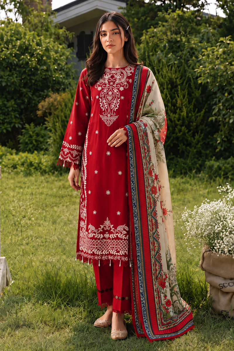 Zellbury Chikankari Embroidered Cotton Unstitched 3Pc Suit WUC26E34062