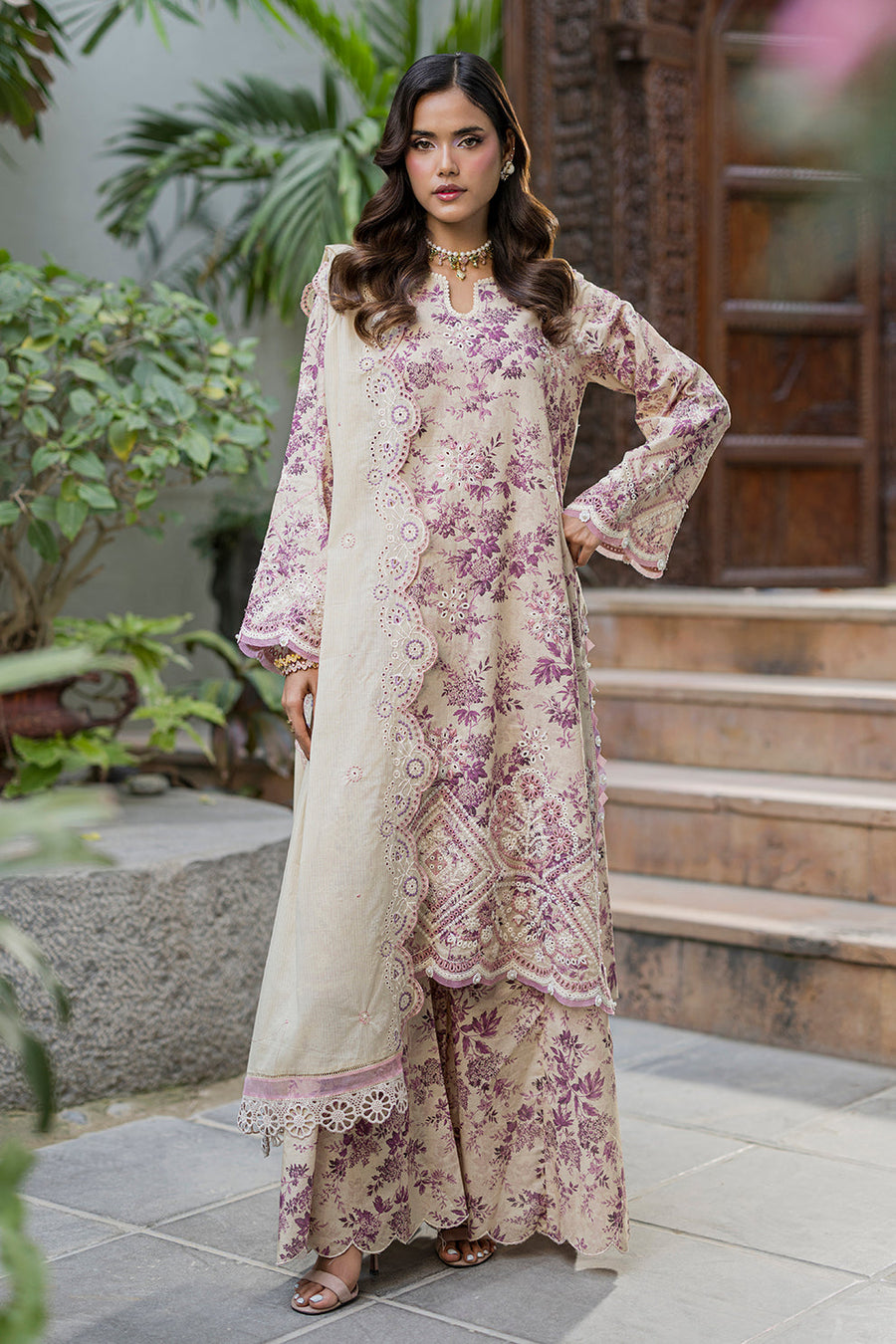 Zellbury Chikankari Embroidered Cotton Unstitched 3Pc Suit WUC26E34064