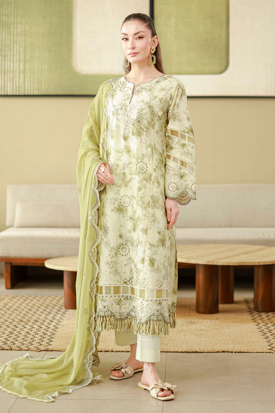 Zellbury Chikankari Embroidered Cotton Unstitched 3Pc Suit WUC26E34065
