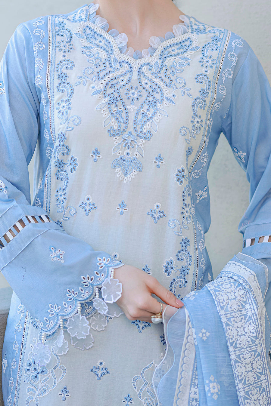 Zellbury Chikankari Embroidered Cotton Unstitched 3Pc Suit WUC26E34066