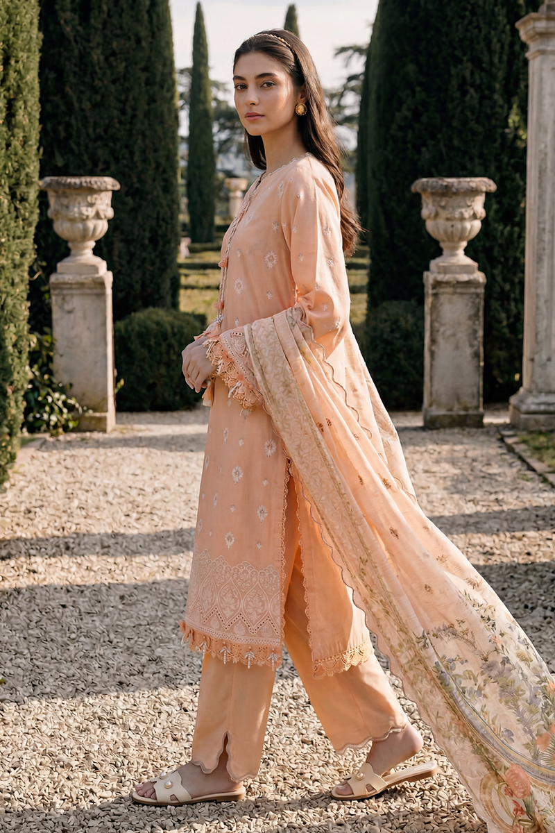 Zellbury Chikankari Embroidered Cotton Unstitched 3Pc Suit WUC26E34072
