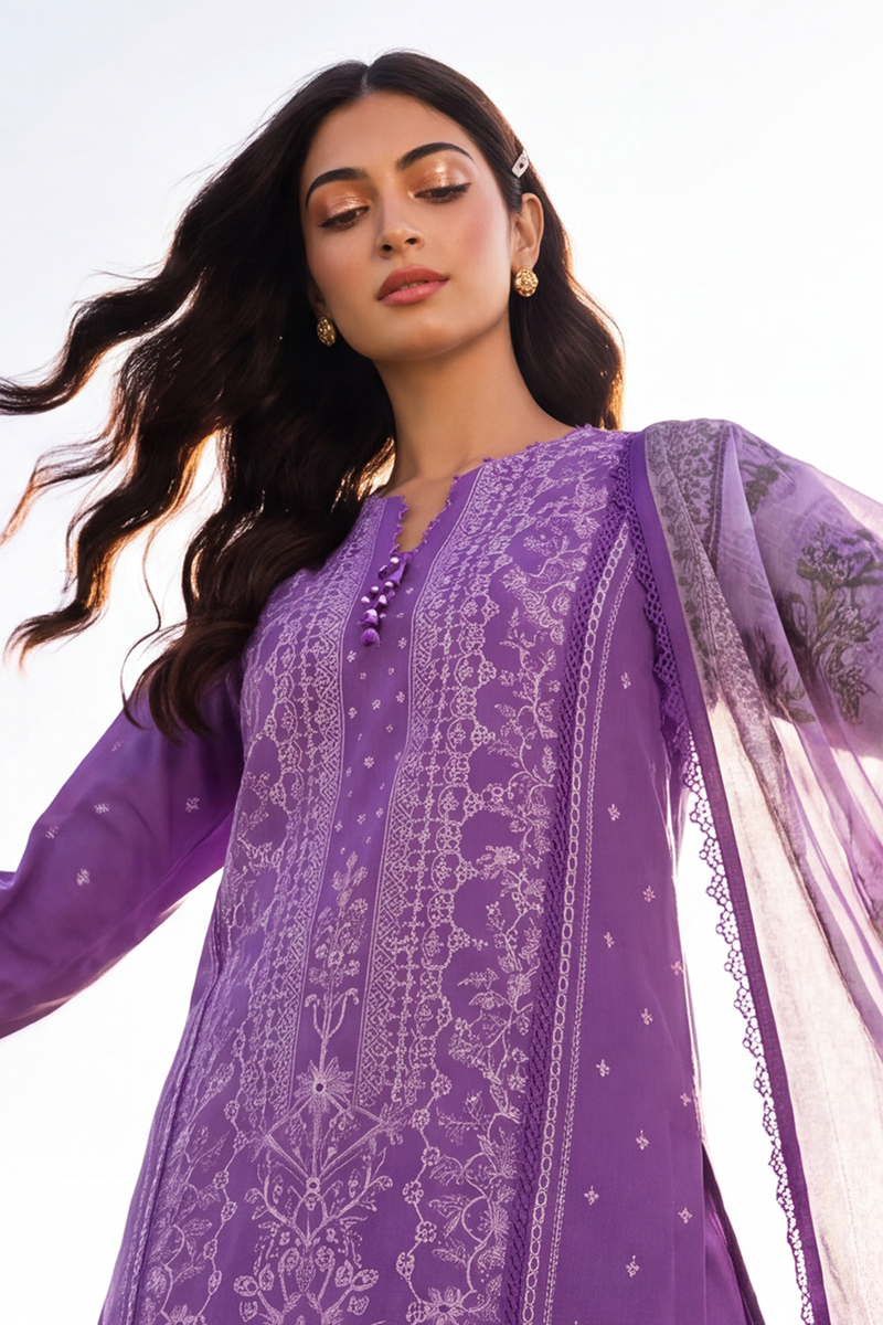 Zellbury Chikankari Embroidered Cotton Unstitched 3Pc Suit WUC26E34074
