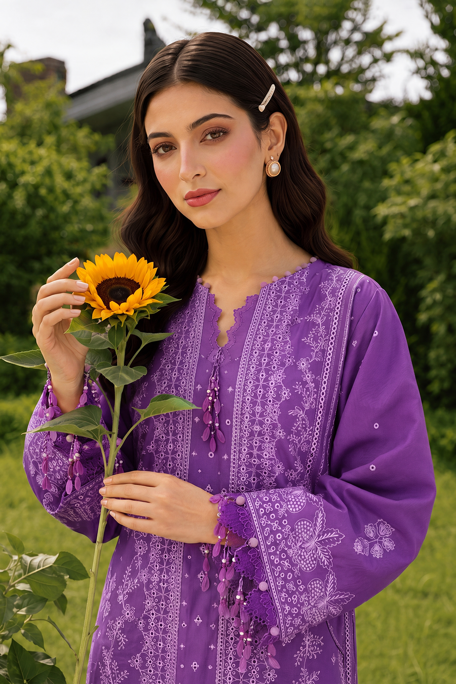 Zellbury Chikankari Embroidered Cotton Unstitched 3Pc Suit WUC26E34074