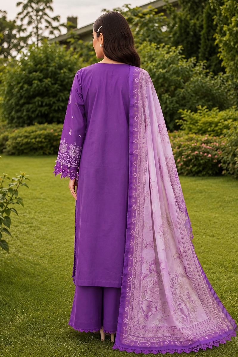 Zellbury Chikankari Embroidered Cotton Unstitched 3Pc Suit WUC26E34074