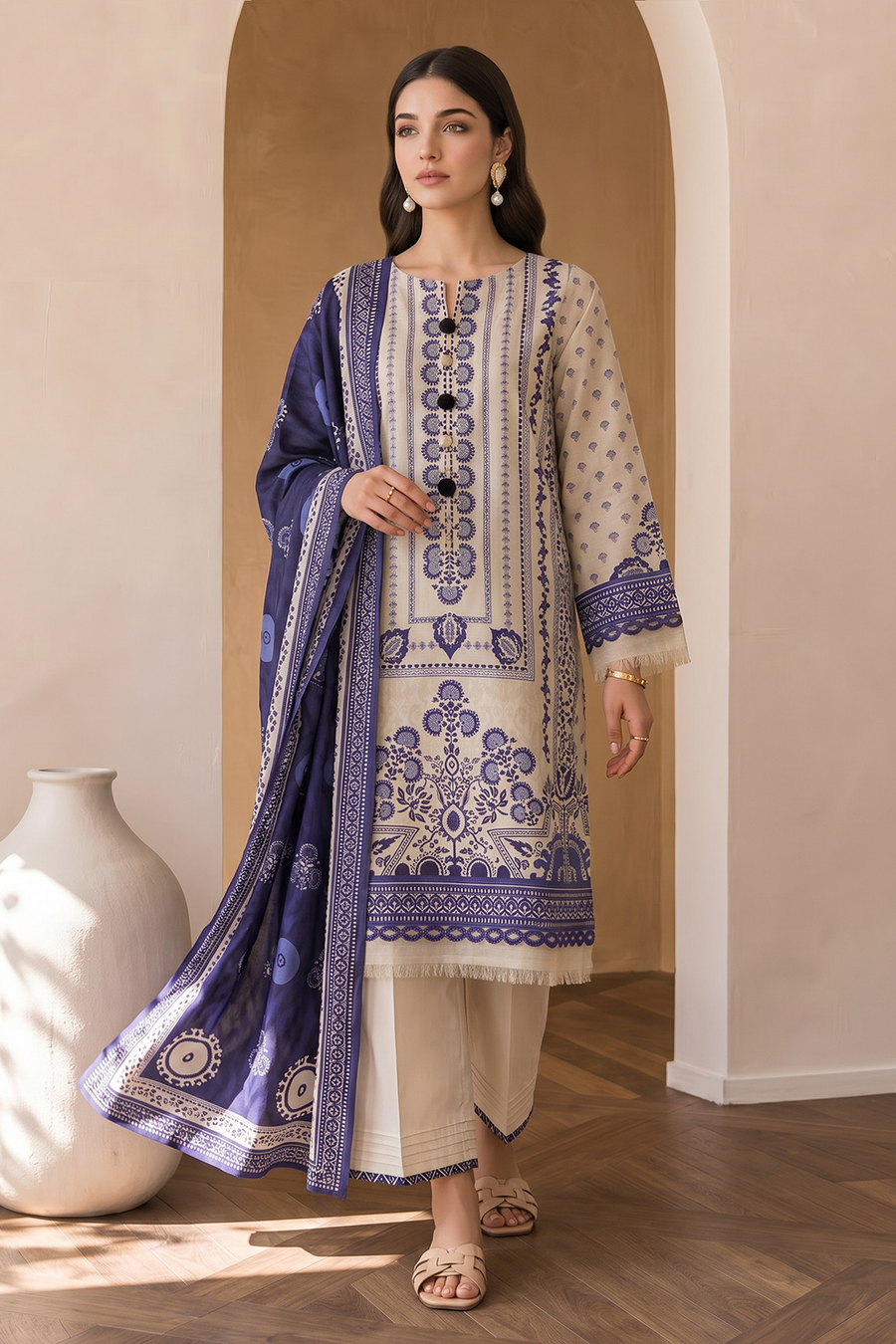 Zellbury Digital Printed Cotton Unstitched 3Pc Suit WUCQ1X30027