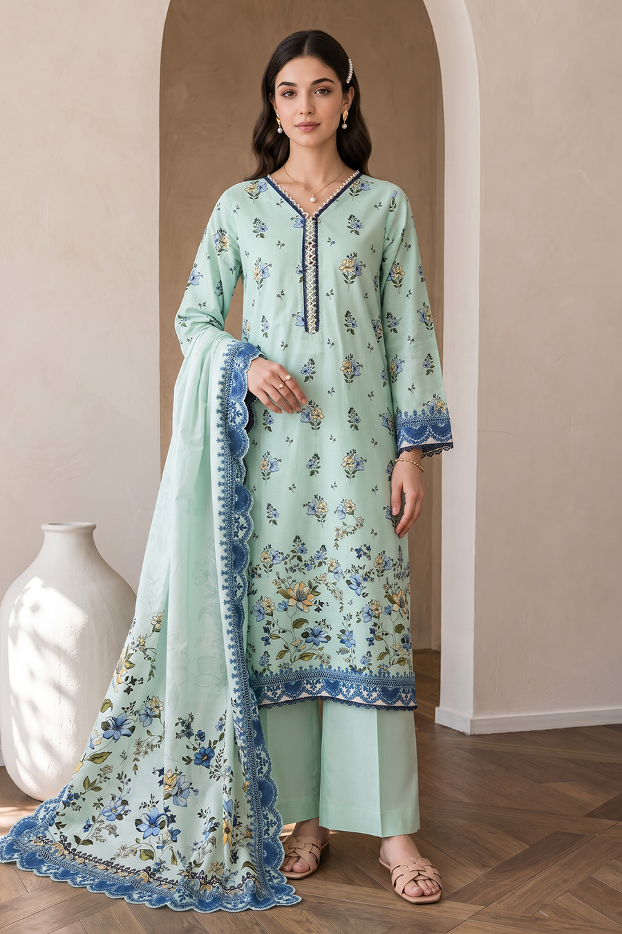 Zellbury Digital Printed Cotton Unstitched 3Pc Suit WUCQ1X30041