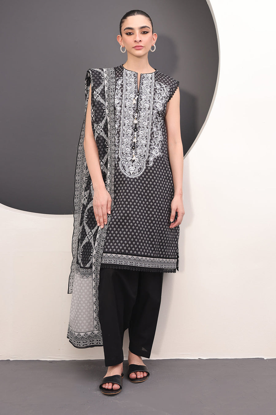 Zellbury Monochrome Embroidered Lawn Unstitched 2Pc Suit WUS24E21497
