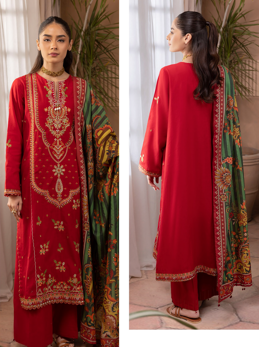 Zellbury Summer Embroidered Lawn Unstitched 3Pc Suit WUS24E31122