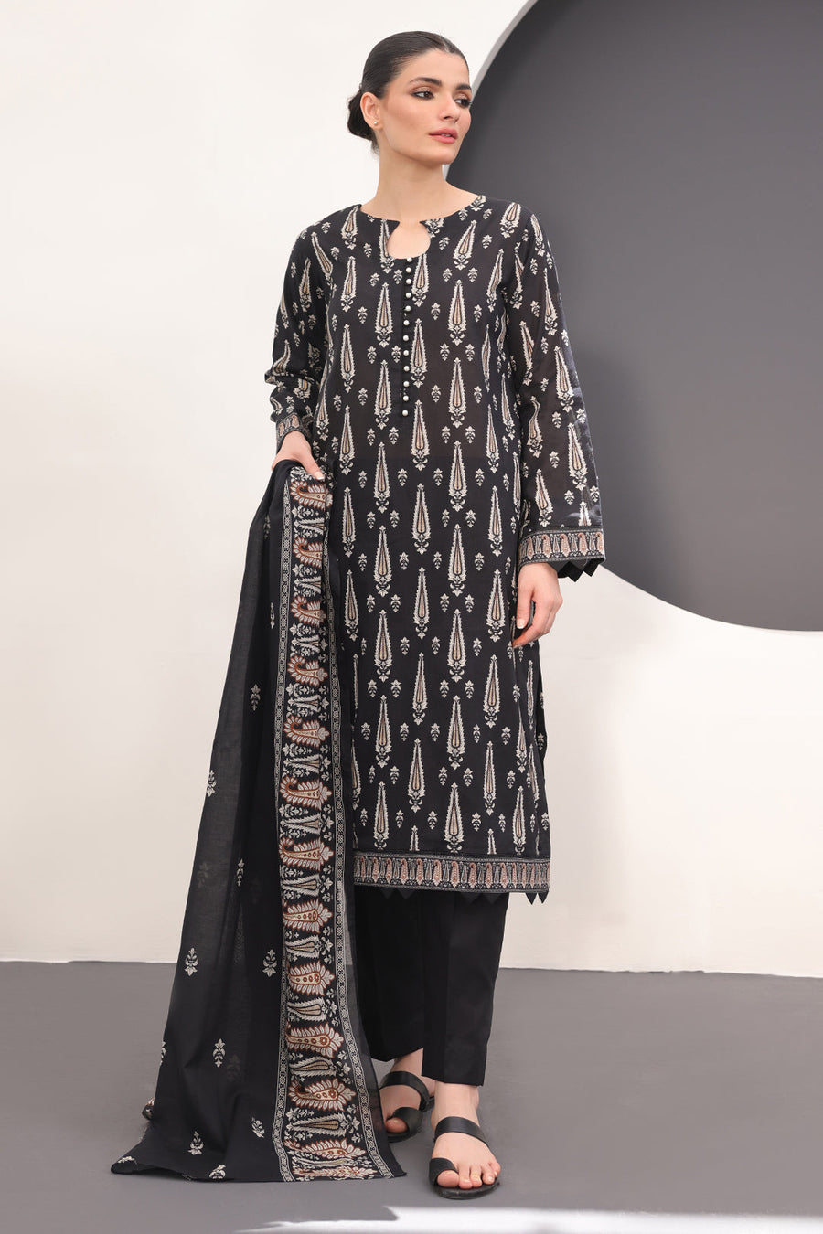 Zellbury Monochrome Printed Lawn Unstitched 3Pc Suit WUS24X31517