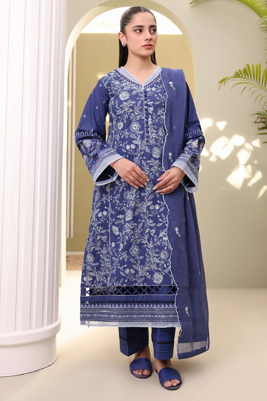Zellbury Summer Embroidered Cambric Unstitched 3Pc Suit WUS25E30297