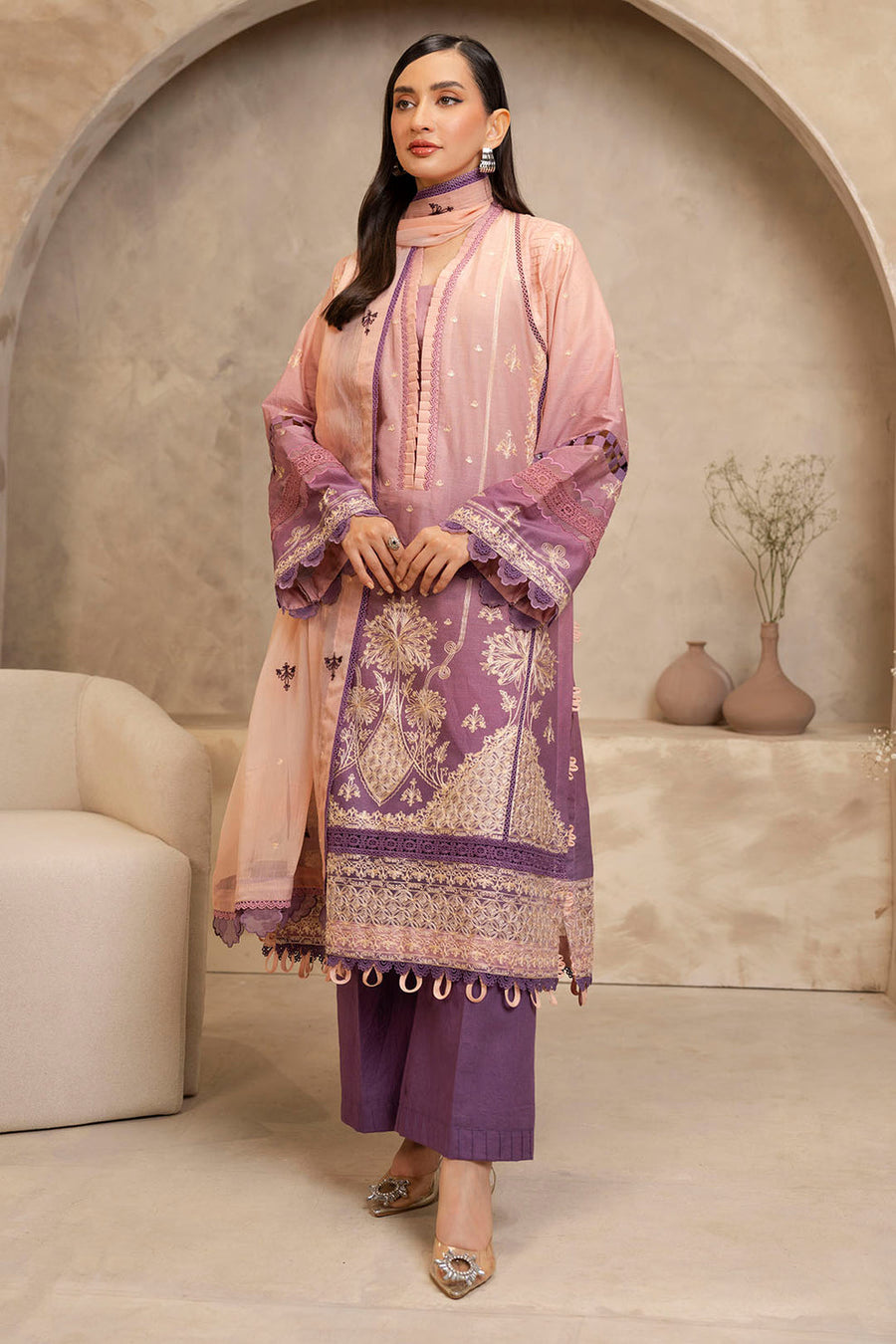 Zellbury Summer Embroidered Cambric Unstitched 3Pc Suit WUS25E30300