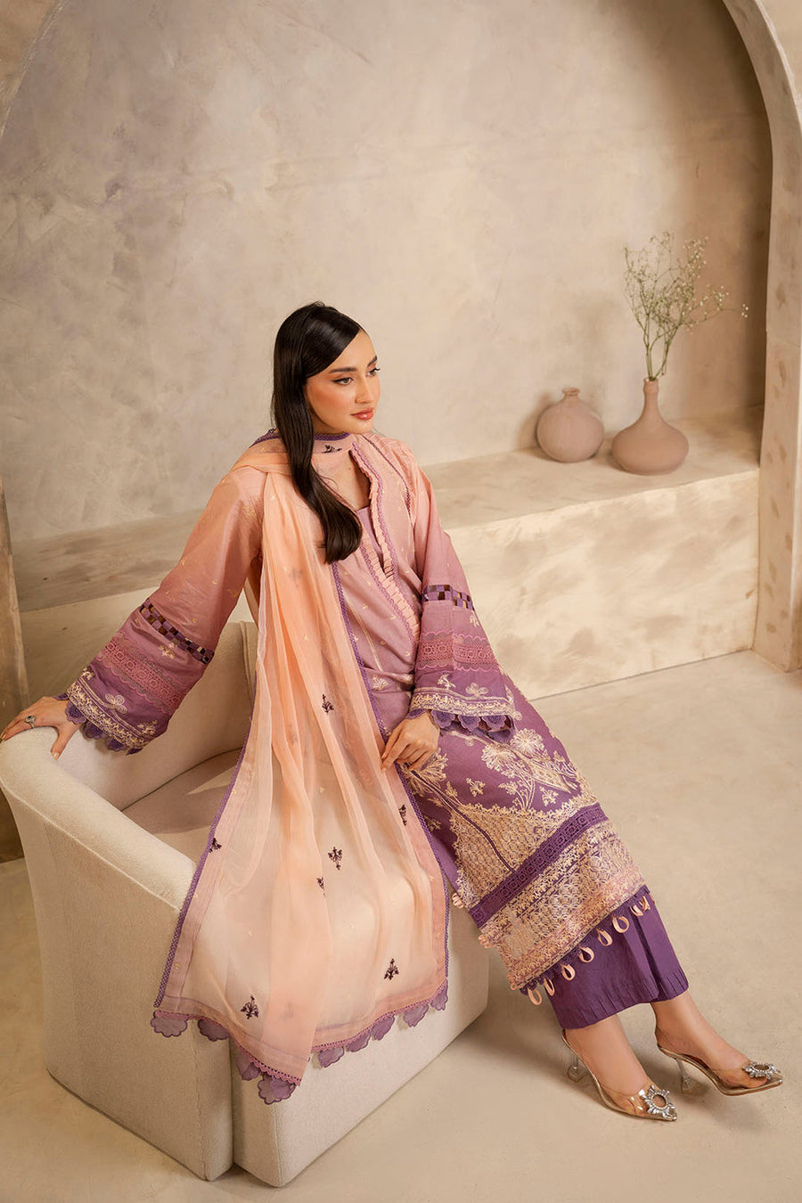 Zellbury Summer Embroidered Cambric Unstitched 3Pc Suit WUS25E30300