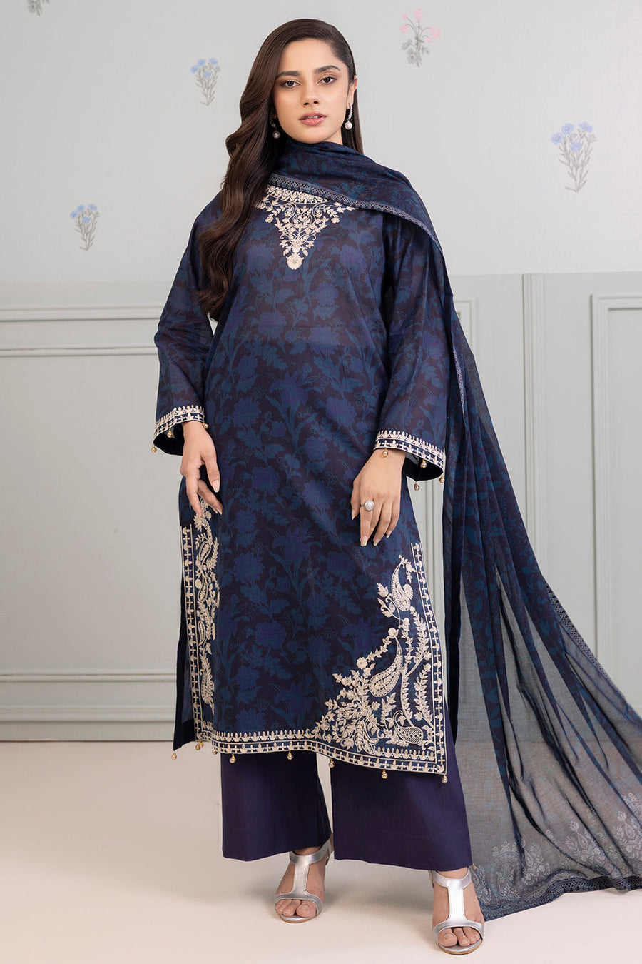 Zellbury Summer Embroidered Lawn Unstitched 3Pc Suit WUS25E30339