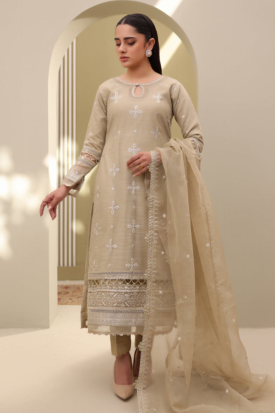 Zellbury Embroidered Lawn Unstitched 3Pc Suit WUS25E30355