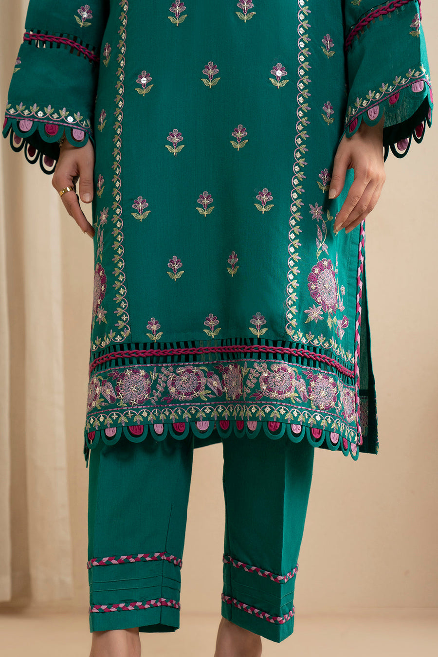Zellbury Summer Embroidered Cotton Silk Unstitched 3Pc Suit WUS25E30363
