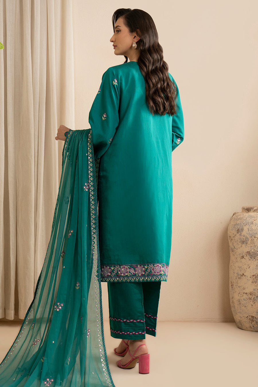 Zellbury Summer Embroidered Cotton Silk Unstitched 3Pc Suit WUS25E30363